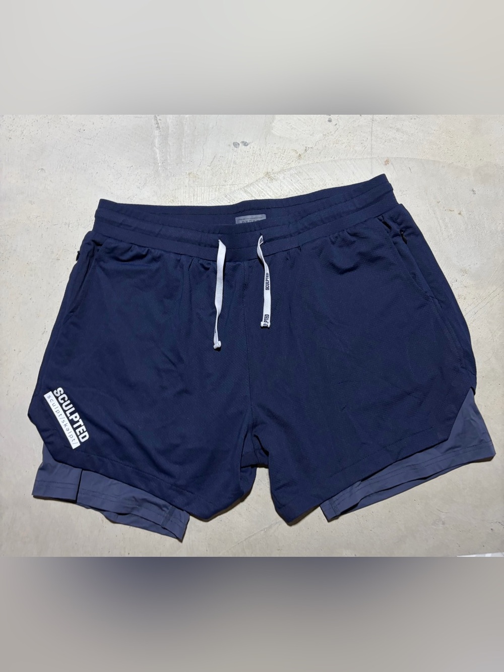 Sculpted platho Navy Athletic Drawstring Shorts liner XL